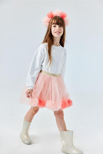 Le Mabelle Powder Pompom Detailed Girl's Skirt - Hilda