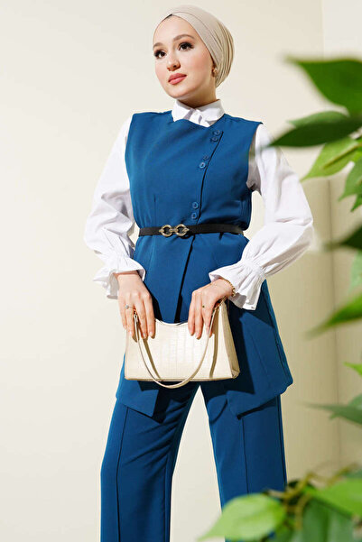 VOLT CLOTHİNG Női Cross Mini gombos mellény övvel, kétrészes öltöny