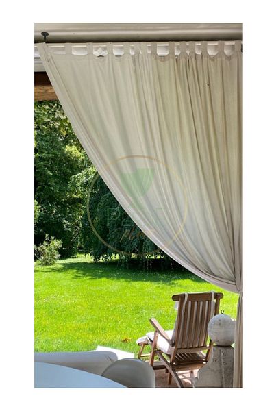 Perdeplus Buldan Linen Balcony Background Curtain Sunshade, Rustic Pipe Compatible Single Wing Cotton Background