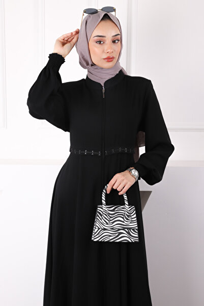 İmajButik Μαύρο μανίκι Gimped Κεντημένο Ferace