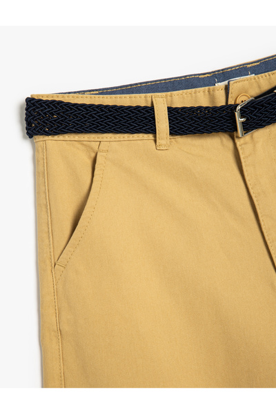 Koton Cotton Belt Detailed Pocketed Bermuda Shorts