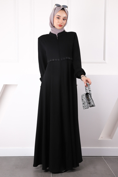 İmajButik Μαύρο μανίκι Gimped Κεντημένο Ferace