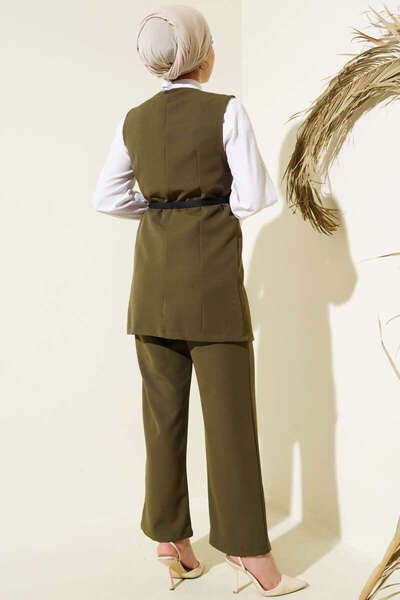 VOLT CLOTHİNG Női Cross Mini gombos mellény övvel, kétrészes öltöny