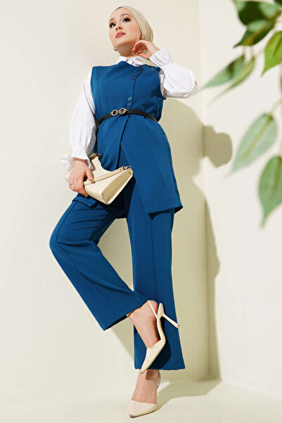 VOLT CLOTHİNG Női Cross Mini gombos mellény övvel, kétrészes öltöny