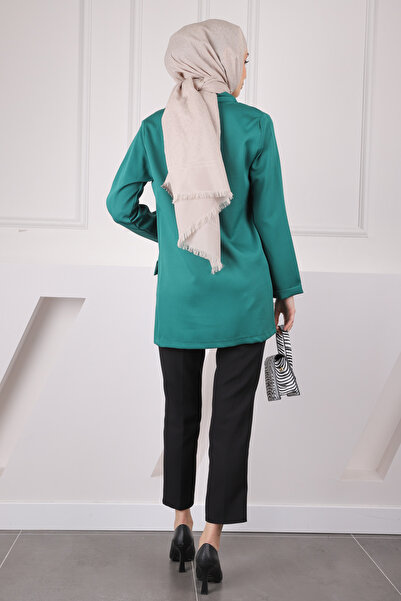 İmajButik Σμαραγδένιο Πράσινο Σάλι Πέτο Κρεπ Μπουφάν