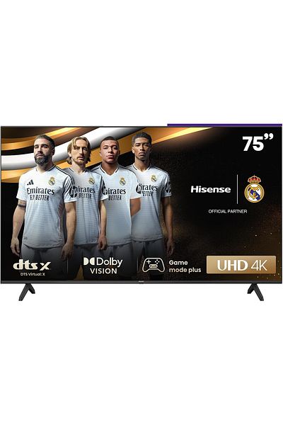 Hisense تلفزيون ذكي 75 بوصة بدقة 4K UHD LCD وتقنية Dolby Vision ومعزز الألوان الطبيعية ونظام تشغيل VIDAA U5 وواي فاي وميزة الأوامر الصوتية