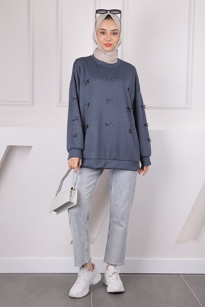 İmajButik Καπνιστή κορδέλα Λεπτομερής Modal Sweat
