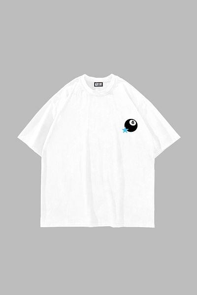 Sekizbiraltı Λευκό μπλουζάκι Unisex με στάμπα Star Eight Ball