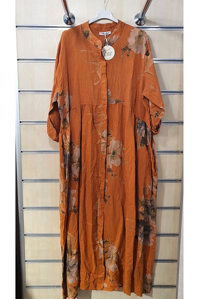Park Moda Rochie Italiană Motiv Floral Robadan Rochie Lungă De In