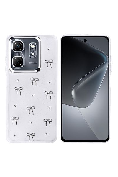 Nezih Case جراب Infinix Hot 50i بتصميم وسادة هوائية وغطاء منقوش شفاف فضي
