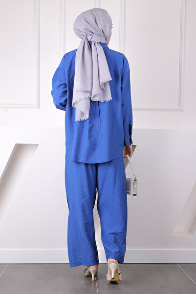 İmajButik Indigo Elastic Waist Shirt Pants Suit