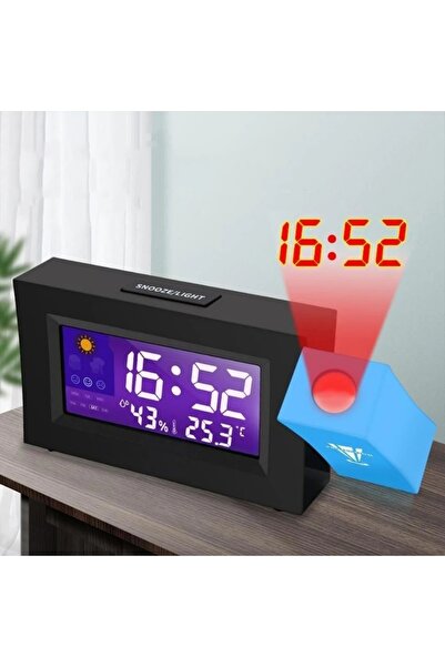 TechTic Projeksiyonlu Masa Saati Derece Nem Tarih Göstergeli Çalar Saat Alarm...