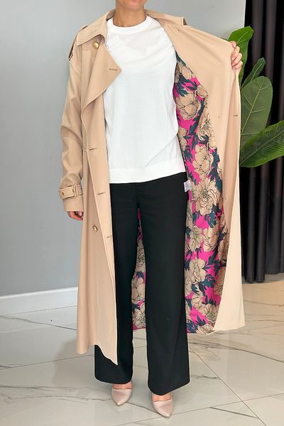 Missemramiss Beige Rose Trench Coat 4721