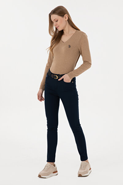 U.S. Polo Assn. Women's Navy Blue Toothpick Fit Canvas Trousers 50298498-Vr033