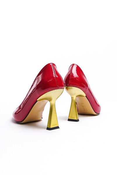 DURUNUN BUTİĞİ Carlet Kırmızı Kırışık Rugan (8cm Topuk) Boyu Günlük Kullanım Stiletto