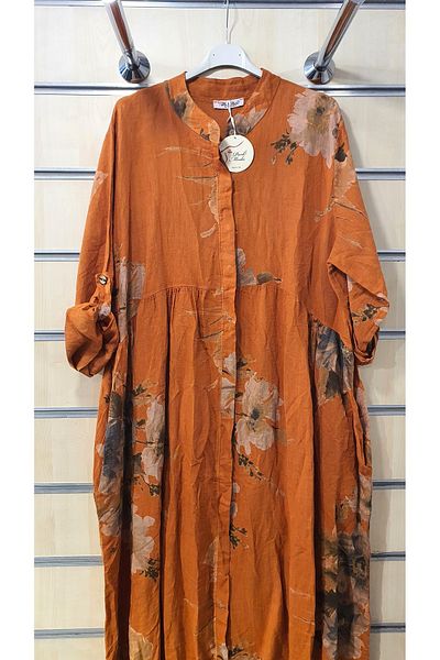 Park Moda Rochie Italiană Motiv Floral Robadan Rochie Lungă De In