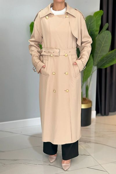 Missemramiss Beige Rose Trench Coat 4721