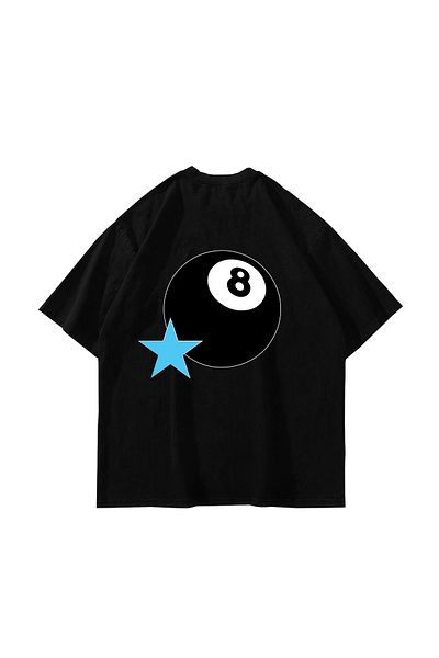 Sekizbiraltı Μαύρο μπλουζάκι Unisex με στάμπα Star Eight Ball