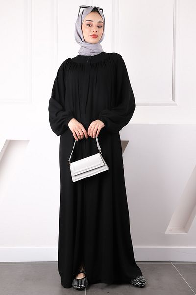 İmajButik Μαύρο μανίκι ελαστικό φερμουάρ