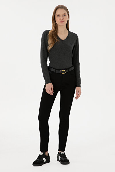 U.S. Polo Assn. Women's Black Canvas Trousers 50290499 -Vr046