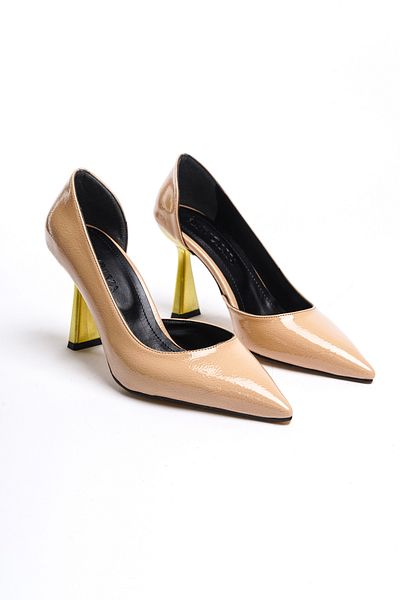 DURUNUN BUTİĞİ Carlet Nude Piele Lacuita Ridata (Toc 8cm) Inaltime Utilizare zilnica Stiletto