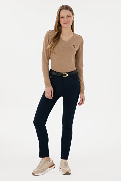 U.S. Polo Assn. Women's Navy Blue Toothpick Fit Canvas Trousers 50298498-Vr033