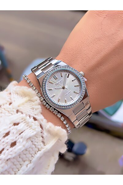 Ferrucci ÇELİK KORDON KADIN KOL SAATİ TAŞ MOTİFLİ 3 ATM SU GEÇİRMEZ 2 YIL GAR...