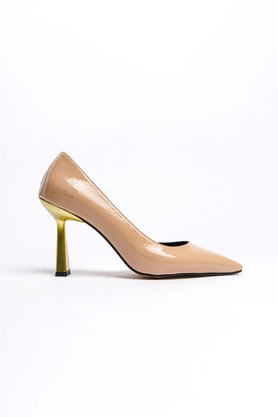 DURUNUN BUTİĞİ Carlet Nude Piele Lacuita Ridata (Toc 8cm) Inaltime Utilizare zilnica Stiletto