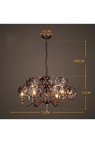 A F N LIGHTING Nordic Wrought Iron Glass Chandelier for Living Room, Restaurant, Cafe, Bar, Retro Pendant Light