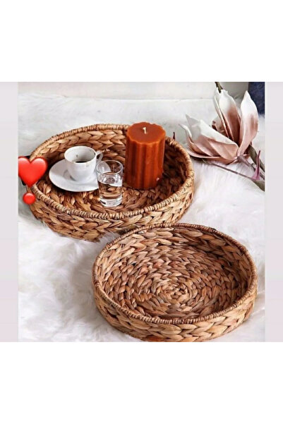 CasaLinda Hasır yuvarlak küçük boy tepsi 11021