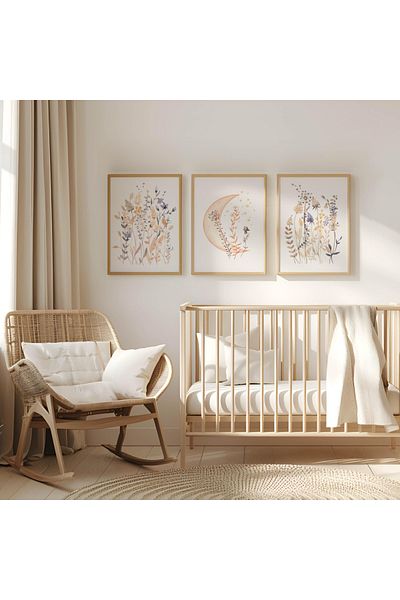 woodhomeworks Дървена рамка за абстрактна картина от 3 части за дома, хола, спалнята, балкона, декорацията Qmrc45