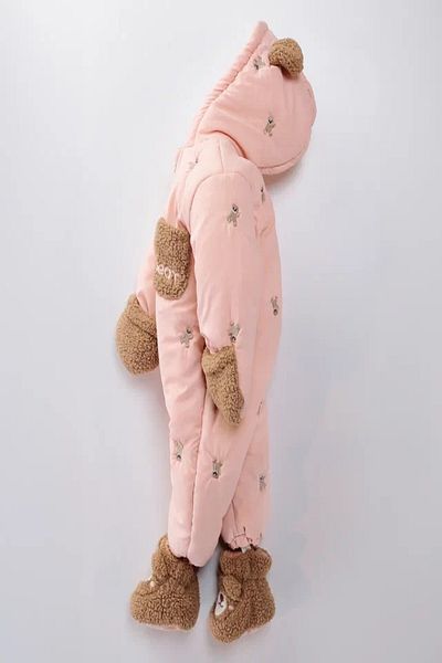 DeKuBaby Unisex Baby Cosmonaut-Astronaut Jumpsuit with Cute Bear Figure-Winter-Fur Booties-Gloves Hooded