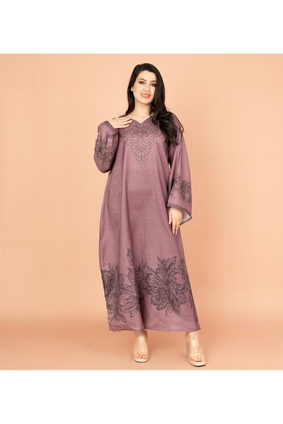 IKKXA Embellished Floral Touch Solid Jalabiya