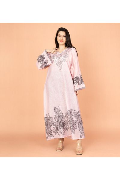 IKKXA Embellished Floral Touch Solid Jalabiya