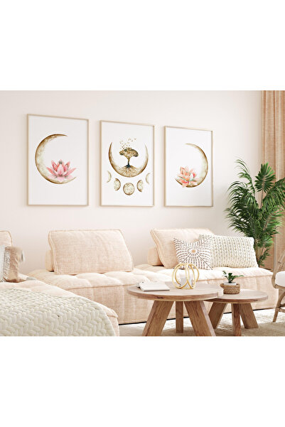 woodhomeworks Wooden Framed 3 Piece Abstract Painting Home Home Living Room B...