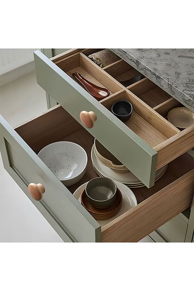 Badem10 Mobilier din nuc deschis cu butoane boeme pentru bucătărie, sertar, dulap, dulap, mâner din plastic cu o singură șurub