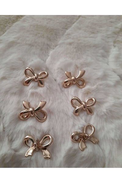 beynaaksesuar Bow Model Metal Design Gold Color Set of 6 Buttons