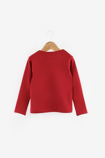 Le Mabelle Red Heart Embroidered Ribbed Girl's T-Shirt