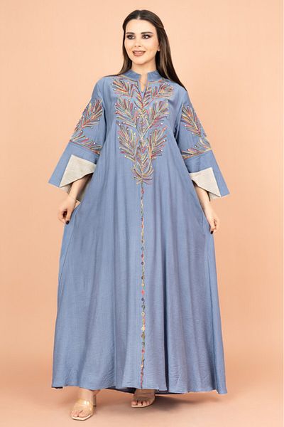 IKKXA Crystal-Embellished Embroidered Jalabiya
