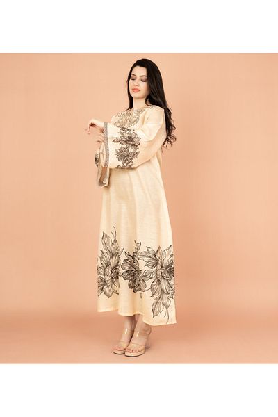 IKKXA Embellished Floral Touch Solid Jalabiya