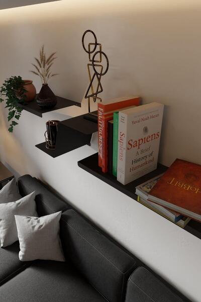 risingmaber Siyah Metal Duvara Monte 3 Parça Duvar Rafı, Uçan Duvar Rafı ve Kitaplık Rafı MT117S