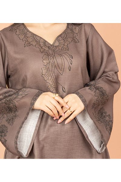 IKKXA Embellished Floral Touch Solid Jalabiya