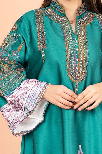 IKKXA Gleaming Crystal and Print Jalabiya
