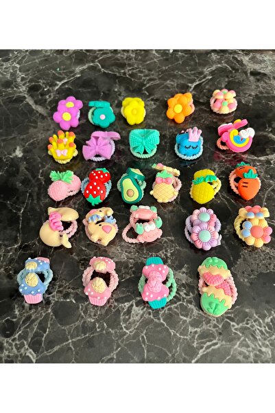 Minik Şirin Meyve Çiçek Fiyonk Muffin Cupcake Firgürlü 25 Çift(50 Adet) Kız Çocuk tokası