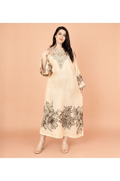 IKKXA Embellished Floral Touch Solid Jalabiya
