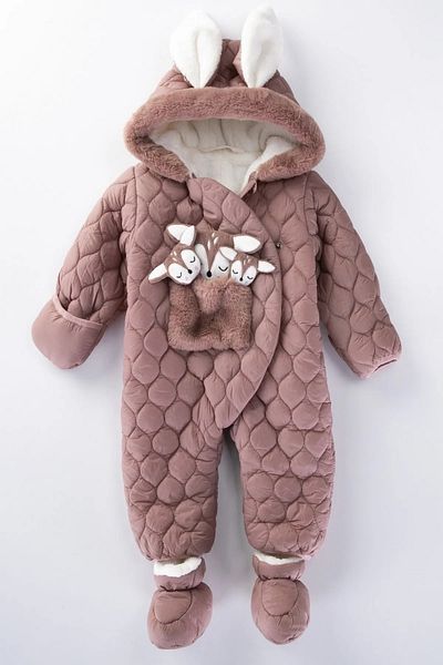 DeKuBaby Winter Lining Cosmonaut-Jumpsuit with Baby Deer Figures