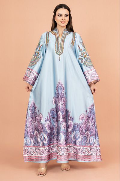 IKKXA Gleaming Crystal and Print Jalabiya