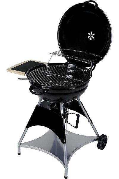 Padilon Çelik Yuvarlak Kömürlü Mangal Krom Izgara 80x70x94 cm Tekerlekli Yan ...