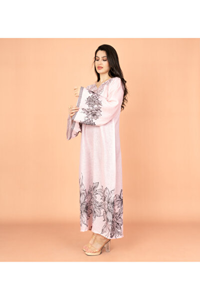 IKKXA Embellished Floral Touch Solid Jalabiya