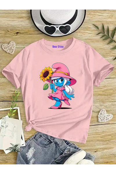 New Shine 1 tricou este un cadou pentru achiziții de 6 și mai sus în coș - Tricou pentru copii Smurfette Oversize
